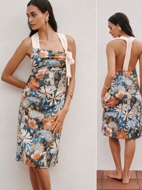 Anthropologie Celandine Green Motif Floral Midi Dress NWT Resort Vacation XL